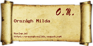 Országh Milda névjegykártya